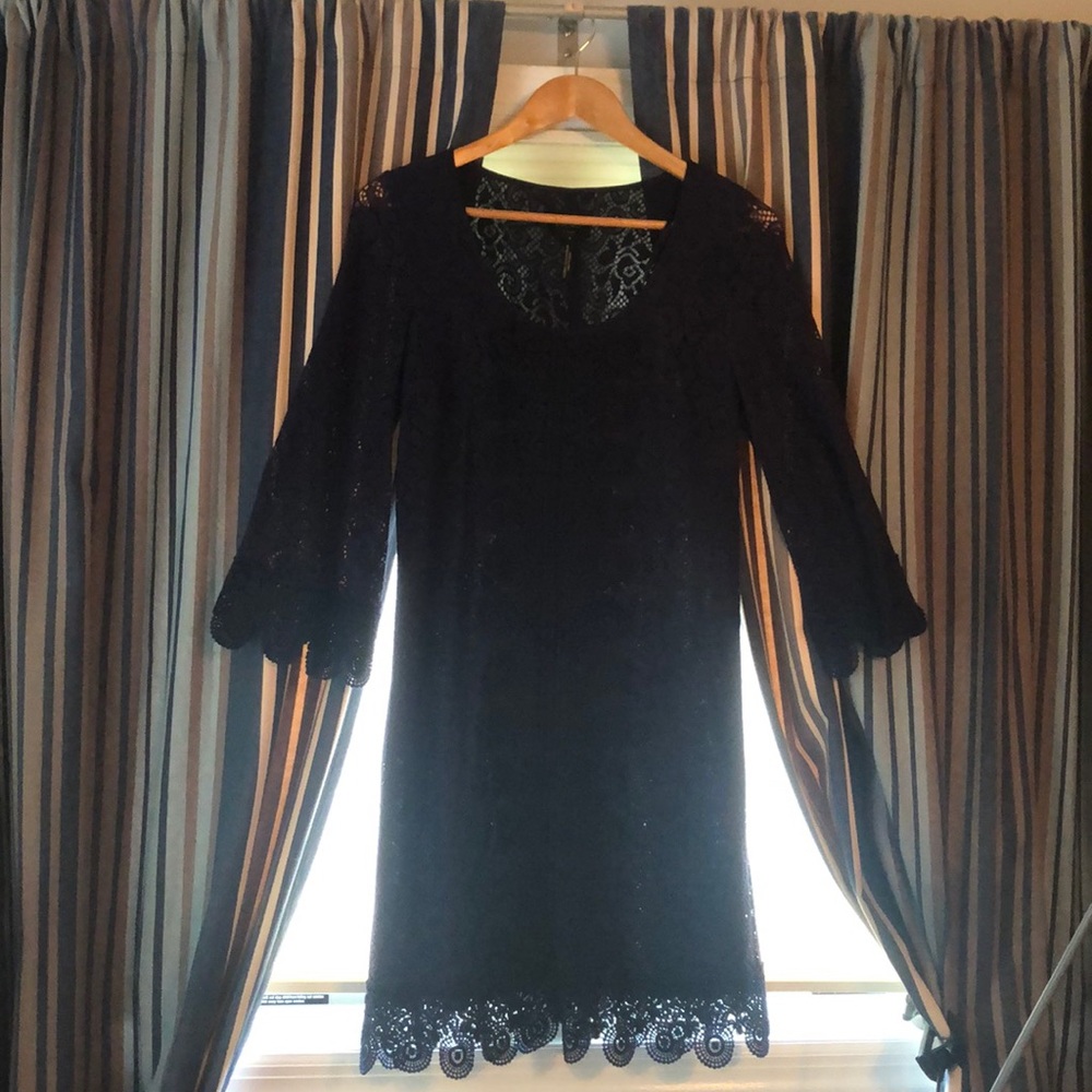 Laundry by Shelli Segal Lace Navy 3/4 Sleeve Dress